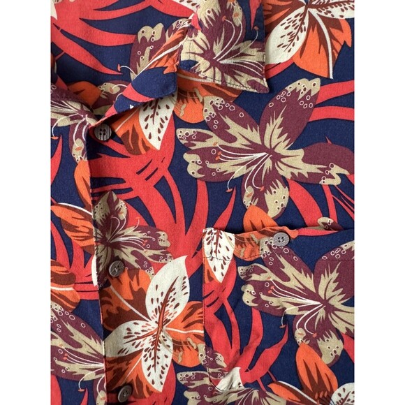 Falls Creek Hawaiian Shirt Short Sleeve Men’s Size 2XL Orange‎ Blue Floral - Picture 6 of 6